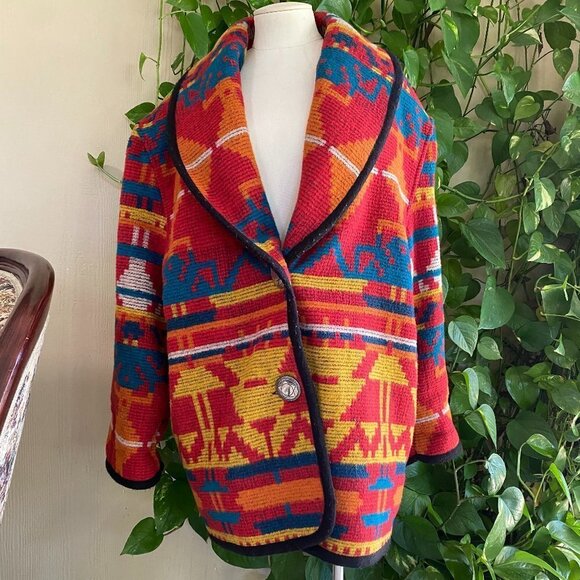 Vintage Jofeld  Man Made Navajo Print Jacket - Picture 4 of 9